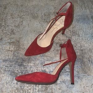 Jessica Simpson red suede heels